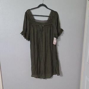 Elegant Olive Green Midi Dress